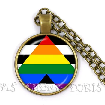 Mados Vaivorykštė LGBT Karoliai Bi Pasididžiavimas Pakabukas Papuošalai Hypoallwergenic Gėjų Stiklo Cabochon Karoliai Prabanga