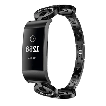 Už Fitbit Mokestis 4 Prabanga su kalnų krištolas Smart Nerūdijančio moterų watchband Pakeisti Fitbit Mokestis 4 Apyrankės Apyrankė