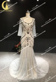 JIALINZEYI Nekilnojamojo Seksualus, Prabangus, Crystal Aukštos Kokybės Undinė suknelės Šviesos Skiedra Karšto Pardavimo Vakaro Suknelės 2019