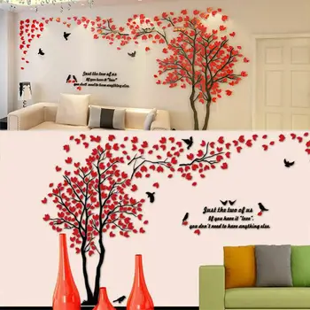 1X2M 3D Spalvos Sienos Lipduką Meilės Medis Meno Lipdukai Sienos Kambarį Dekoruoti Akrilo Sienų Lipdukai TV Foną