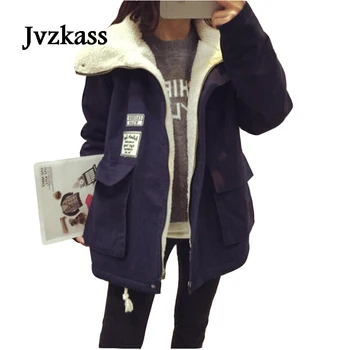 Jvzkass versija žiemos ėriukų vilnos paltai moterims, ilgai skirsnis žiemos studentai kolegijoje vėjo laukinių žiemą storas kailis banga Z218