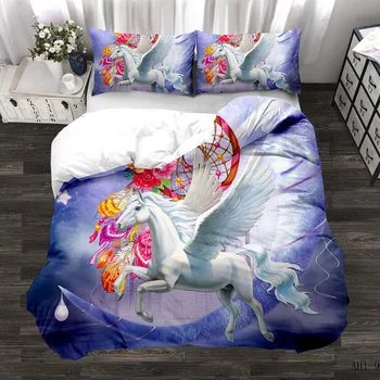 Mielas gyvūnų Pegasus šuo antklode padengti 2/3 gabalas patalynė 3D skaitmeninis spausdinimas antklode labai didelis antklode padengti miegamojo komplektas queen