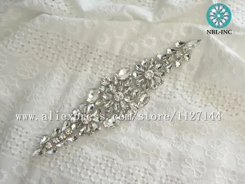 (30PCS) Didmeninės rankų darbo puošnios nuotakos sidabro aiškiai krištolas kalnų krištolas aplikacijos vestuvinių suknelių varčios 