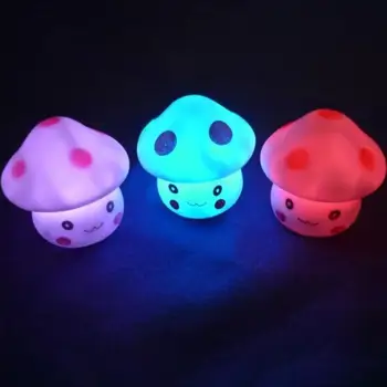 7 keisti Spalvas Gražių Grybų Formos LED USB Vaikai Naktį Šviesos Silikono Minkštas Animacinių filmų Kūdikio Lempos