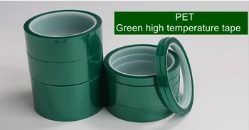 10 Ritinius, kurių Plotis 12mm x 33m PET žalia silikoninė plėvelė, aukštos temperatūros klijų juosta,Žalia Poliesterio Juosta milteliniu Aukštos Temperatūros