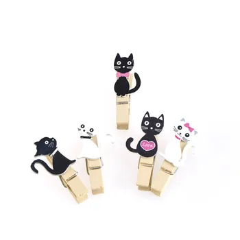 10vnt Japonijos Katė Mediniai Įrašus Su Kanapių Virvė Mini Gražus Maisto Įrašą Kawaii Medienos Popieriaus laikiklis, Maišelis Studentų DIY Įrankiai