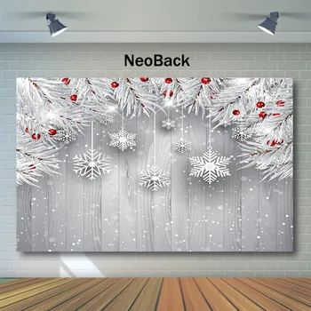 Neoback Sidabro Medinių Sienų Kalėdų Fonas Snaigės Bokeh Fotografijos Backdrops Naujagimiui Vaikai Nuotrauka Fone