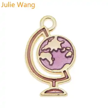 Julie Wang 12pcs Emalio Mažas Pasaulyje Pakabukai Lydinio, Aukso Tonas Žemėlapis Pakabukas Karoliai, Apyrankės Juvelyrikos Priėmimo Priedų
