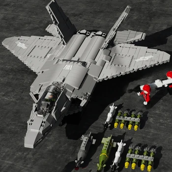 1837Pcs Kariniai Blokai 88003 F-22 Raptor fighterr Plokštumoje Modelis Žaislai Vaikams Kalėdų dovanos