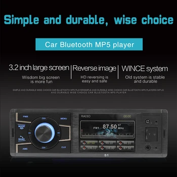 1 DIN Automobilio Multimedijos Radijo Stereo 3.2 colių Bluetooth, AUX Įėjimas, USB Auto Brūkšnys Galvos Vienetas Su Vairo Valdymo vaizdo Kamera