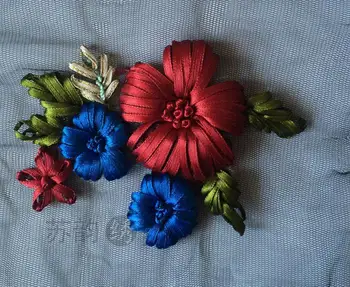 Mados pora 3D rankų darbo Gėlių puošnios Juostelės Siuvinėjimo pleistras Aplikacijos T-shirt dress 