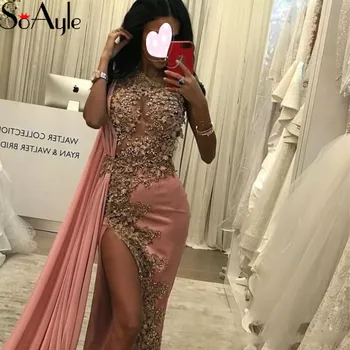 SoAyle Vakaro Suknelės 2019 Vien Vakarinę Suknelę Apvalkalą Duobute Nėrinių Chalatas De Soiree Afrikos Mados Ilgos Suknelės
