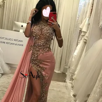 SoAyle Vakaro Suknelės 2019 Vien Vakarinę Suknelę Apvalkalą Duobute Nėrinių Chalatas De Soiree Afrikos Mados Ilgos Suknelės