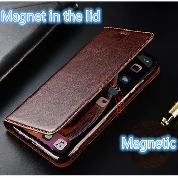 Verslo Crazy Horse natūralios Odos Magnetinio Telefoną Atveju Motorola Moto G 5G Plius/Moto G Greita/Moto E 2020 Apversti Atveju Coques