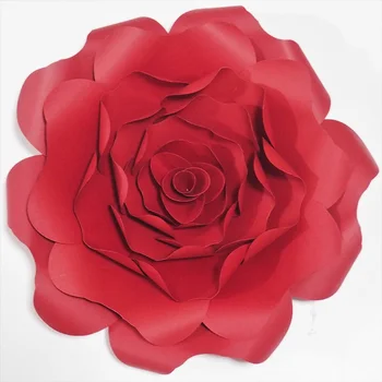 2018 Raudona Rožė Milžinišką Popierinės Gėlės Backdrops 6PCS+ Lapai 3PCS Vestuvių & Atveju Dekoro Fotografija 