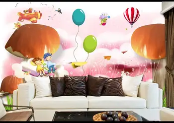 Naujas Custom 3D Didelės Freskos Tapetai Pradinį Animacinių filmų fantazijos Grybo namai, vaikų kambarys, TV Foną gyvenimo Miegamasis