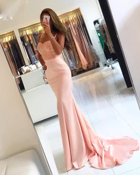 Undinė Bridesmaid Dresses 2019 Spagečiai Dirželiai Rožinė Oficialią Suknelės Appliques Ilgai Vestuvės Suknelės
