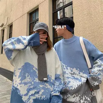 Rudens/Žiemos Korėja Preppy Stilius Tingi Mergina Vintage Modelis vyriški Ir moteriški Megztiniai Harajuku Švelnus Visas Rungtynes, Pora Megztinių