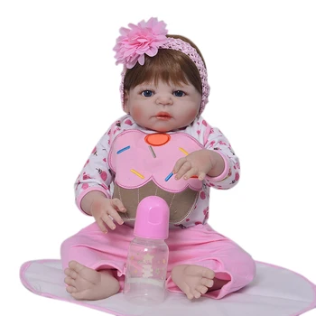 55cm Full Body Silikono Reborn Baby Girl Lėlės, Žaislai Puikus 22inch Naujagimių Princesė Kūdikių Mados Gimtadienio Dovana Maudytis Dušo Žaislas