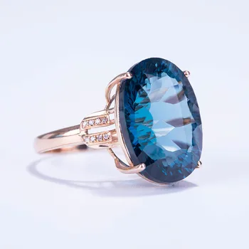 Mados Peacock Blue Crystal Safyras Brangakmenių, Deimantų Žiedai Moterims Rose Aukso Spalvos Bague Papuošalai Šalies Aksesuaras Dovanos Naujas