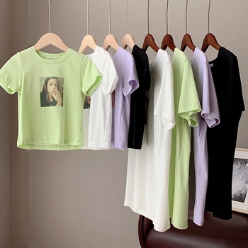 Atsitiktinis Šeimos derinti Drabužius Mamytė ir Mergaičių marškinėliai Simbolių Spausdinimo Moteris Viršūnės Vasarą Mergaičių Drabužius RT455