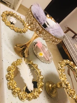2019 Vestuvių pyragas apdaila turėtojas vestuvių stalo centerpieces keksiukų stovas aukso veidrodis kristalų pyragas visos ekranas