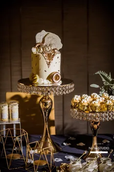 2019 Vestuvių pyragas apdaila turėtojas vestuvių stalo centerpieces keksiukų stovas aukso veidrodis kristalų pyragas visos ekranas
