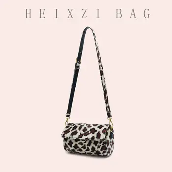 Nišą dizaino krepšys muziejus naujas leopard print Pliušinis paprastas užraktas mažas kvadratas šviesą maišelį kryžiaus Mini laisvalaikio langelį krepšys