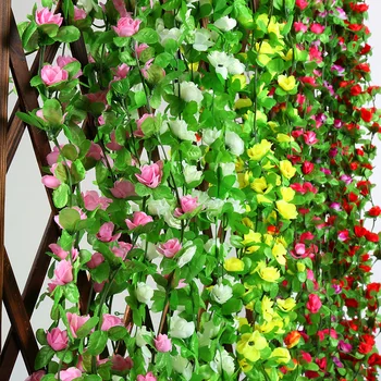 7.54 ft/230cm String Netikrą Dirbtinės Gėlės Šilko Rožių Vynuogių Gėlių Girlianda Sienos Vestuvėms Šalis Gėlės Sode Apdaila