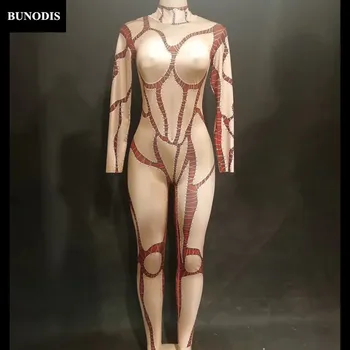 ZD334 Moterų Sexy Keistai Jumpsuit 3D Atspausdintas Siauras Asmenybės Etape Dėvėti Rodo Laiką naktiniame klube Grupė Hallowmas Kostiumai