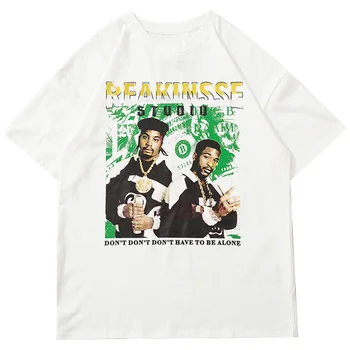 Aolamegs Vyrų Tee Marškinėliai Hip-Hop Vyras Laiškas Spausdinti trumpomis Rankovėmis T-shirt Vyrai Baggy Derliaus Harajuku High Street Style Streetwear