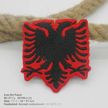 Naujas Albanijos Vėliava 3D Geležies-Dėl Parches Drabužių Rankų darbo Visą Siuvinėjimo Appliqued Bordados Eco-Friendly Išsiuvinėti Logotipas Pleistras