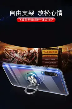 Už Xiaomi Mi 9 Byloje Su Žiedo Stovi Magnetas Minkštas Skaidrus Apsauginis galinis Dangtelis atveju xiaomi mi9 xiaomi 9 telefono apvalkalas