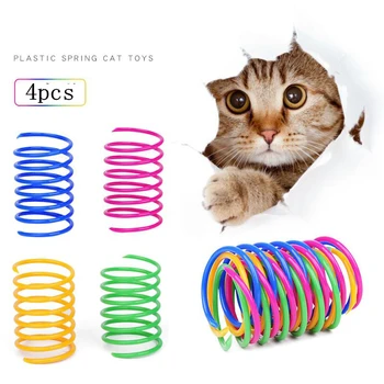 4pcs/daug Kačių Pavasarį Žaislas Plastiko Spalvinga Ritė Spiralines Pet Veiksmų, Plati, Patvarus Interaktyvūs Žaislai