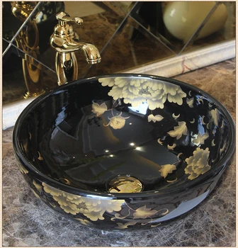 Kinija Rankų darbo Lavabo Praustuvas Art praustuvas Keramikos Skaitiklis Viršuje praustuvas Vonios Kriauklės derliaus prabangi kriauklė