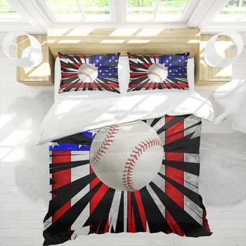 Beisbolo, Amerikos vėliava 3D Atspausdintas 3pcs Patalynės Komplektas Antklode Padengti Lova Padengti Nustatyti, Lovatiesės Namų Tekstilė