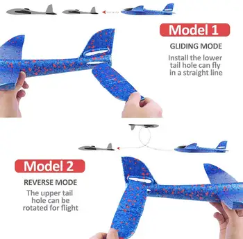 Putų Ranka Mesti LED Lėktuvų žaislas, 48cm LED Skrydžio Režimas Sklandytuvas Inercijos Lėktuvų Modelis,Orlaivių, Lėktuvų Vaikams Lauko Sportas