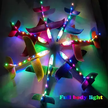 Putų Ranka Mesti LED Lėktuvų žaislas, 48cm LED Skrydžio Režimas Sklandytuvas Inercijos Lėktuvų Modelis,Orlaivių, Lėktuvų Vaikams Lauko Sportas
