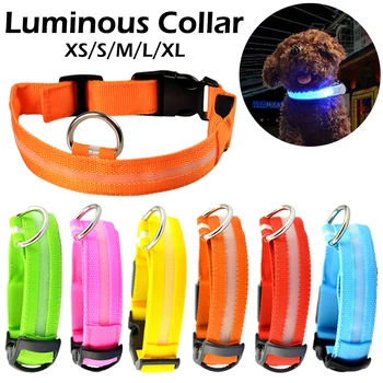 Žėrintis Perlas Šviesos diodų (LED) eksploatacinės medžiagos, Šuo Šviesos Naminių Šunų Antkaklis Reguliuojamas Mažų Gyvūnėlių Šviesos Saugos Apykaklės