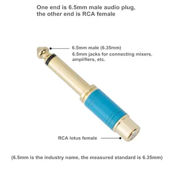 2VNT paauksuoti RCA Jack Audio Jungtis 6.35 mm Mono Male Kištukas RCA Moterų Garsiakalbio Adapteris Keitiklis