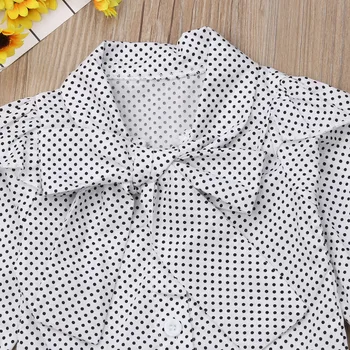Pavasarį, Rudenį Bamblys Vaikams Baby Girl Drabužius ilgomis Rankovėmis Bowknot Straped Dot T-shirt Viršūnes+Suspender Sijonas+Lankelis 6M-5T
