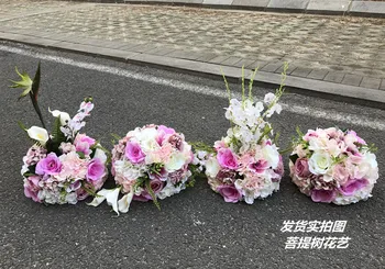 2018 Nauja Rožinė, violetinė dirbtinio šilko hydrangea rose kelių led žiedai vestuvių dekoratyvinė puošmena, gėlių 10vnt/daug