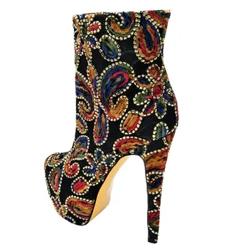 GOOFLORON NAUJUS Batus, ponios batai, aukštos obcasie batų, multi-spalvos, megztinės medžiagos, 16cm aukštakulnį plikas batai