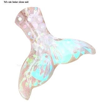 3D Krikštynos Undinėlės Uodega Silikono Formos Minkštas Tortas Dekoravimo Kepimo Įrankiai Muilo Sluoksnį Žuvies Šakutė uodega F0935