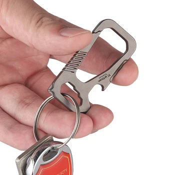 Titano Karabinai Key Chain Turėtojas Anti-Lost Keychain Karabinai Mutil Funkcija Namų Įrankis su Butelio Atidarytuvas