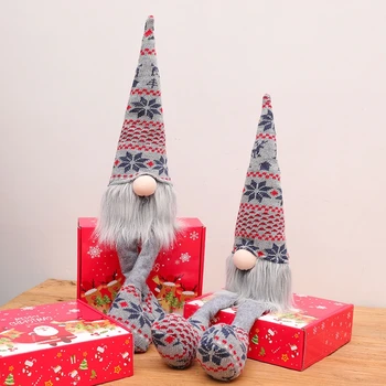 Linksmų Kalėdų Beveidis Gnome Megzti Ilgas Kojas Lėlės Kalėdų Medžio Kabo Ornamentu Šalis Dekoro Žaislą Dovanų