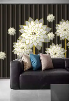 3d Tapetai, modernus minimalistinio baltos spalvos gėlių, TV foną, sienos high-end romantiška sienos popieriaus