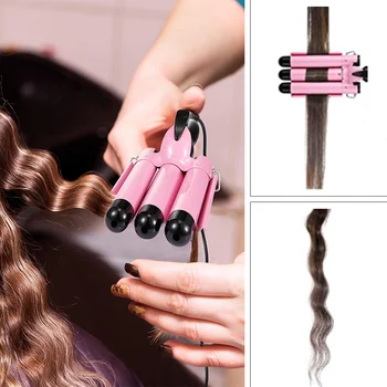 Elektros Hair Curler 3 Barelį Keramikos Giliai Bangos Garbanoti Salonas Namų Stilius Įrankis