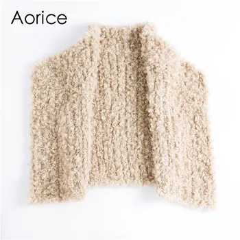 Aorice FF901 naujų mezgimo dirbtiniais kailiais dirbtinės vilnos liemenė paltas moterų teddy kailio žiemą šiltas atsitiktinis striukė vientisos spalvos outwear