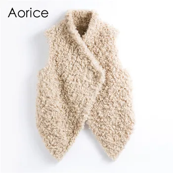 Aorice FF901 naujų mezgimo dirbtiniais kailiais dirbtinės vilnos liemenė paltas moterų teddy kailio žiemą šiltas atsitiktinis striukė vientisos spalvos outwear